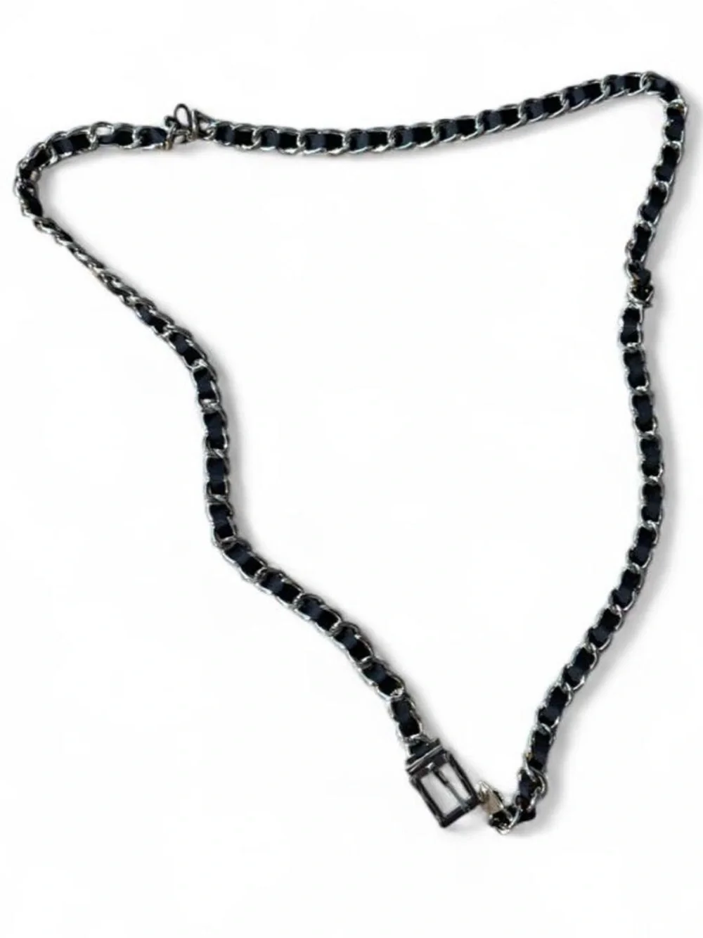 Black Ribbon and Gold Chain Belt